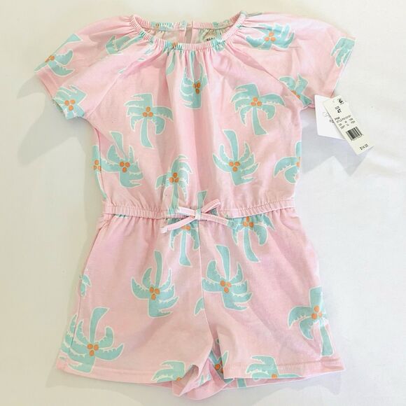 NWT Grayson Mini Romper Toddler Girl 4T Pink Tropical Palm Boho Vacation Beach - Picture 1 of 5